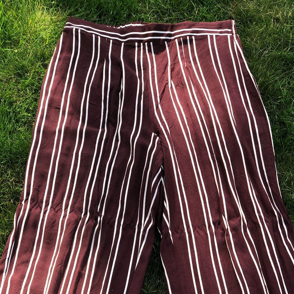 Maroon flowy striped pants